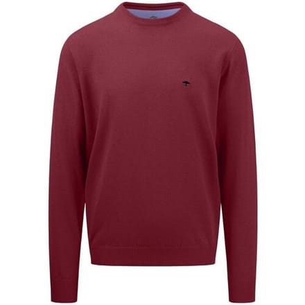 Fynch-Hatton Trui Uni Color O-Neck Superfine Cotton Ruby Red / male