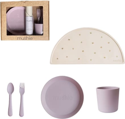 Mushie Giftbox Kinderservies Rond - Soft Lilac