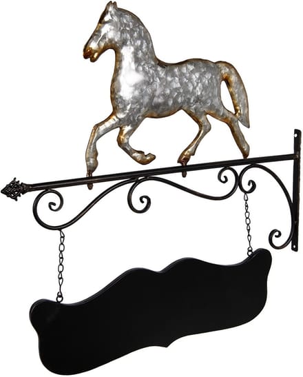 Clayre & Eef Uithangbord Paard 66x3x67 cm Grijs Metaal