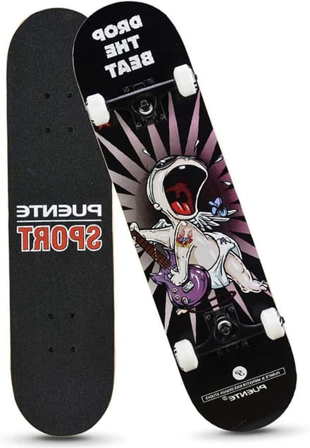 Compleet Skateboard - Cruiser Trick Board - Stunts en Tricks - Dubbel Kick Dek - 31 x 8 inch - Zwart