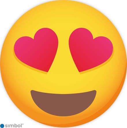 Simbol Sticker Emoticon Verliefd - Hartjes ogen - Duurzame kwaliteit - ø 5 cm