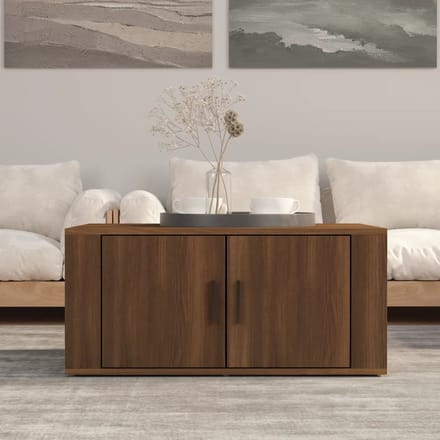 vidaXL - Salontafel - 80x50x36 - cm - bewerkt - hout - bruin - eikenkleur