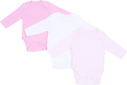 3 x Roze romper met lange mouwen