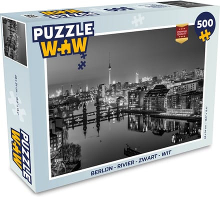 Puzzel Berlijn - Rivier - Zwart - Wit - Legpuzzel - Puzzel 500 stukjes