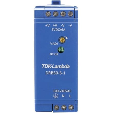 TDK-Lambda DRB50-5-1 DIN-rail netvoeding 5 V/DC 2.5 A 30 W Aantal uitgangen:1 x Inhoud 1 stuk(s)