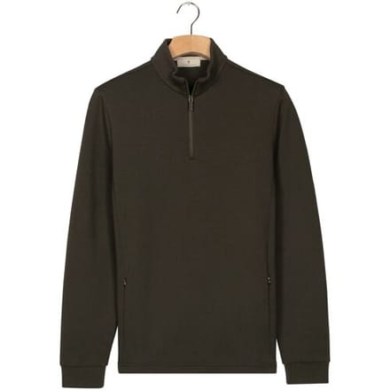 Thomas Maine Trui Uni Color Sweat Half Zip Donker Groen / male