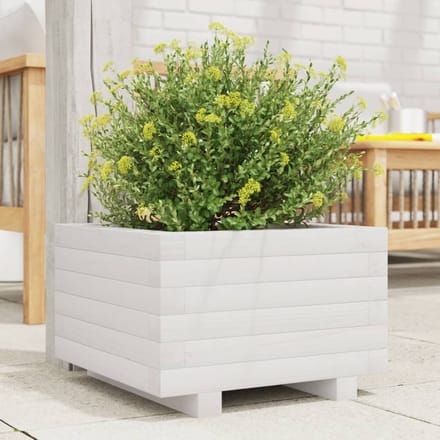 vidaXL - Plantenbak - 40x40x26,5 - cm - massief - grenenhout - wit