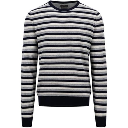 Fynch-Hatton Trui O-Neck Merino Cashmere Fine Stripe Navy / male
