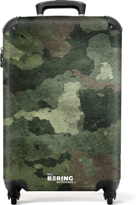 NoBoringSuitcases.com® - Koffer camouflage groen - Trolley - 55x35x25