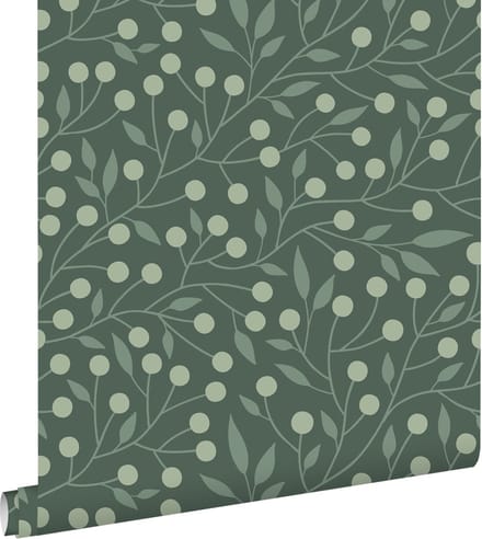 ESTAhome behang bloemmotief donkergroen - 50 x 900 cm - 139593