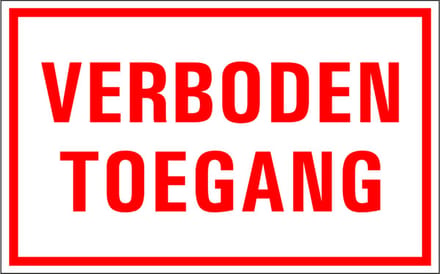 Verboden toegang tekststicker 200 x 125 mm