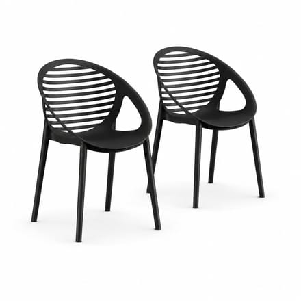 DS4U® - Stijn tuinstoel - Set van 2 - Zwart - Kunststof - Stapelbaar