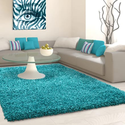 Muratap Basic shaggy vloerkleed turquoise hoogpolig- 100x200 cm