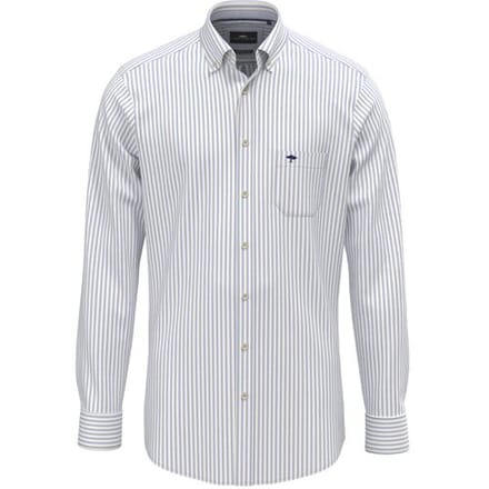 Fynch-Hatton Overhemd Poplin Stripe Button-Down Licht Blauw / male