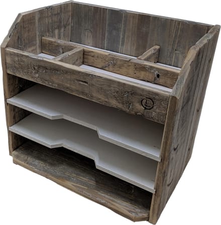 Robuuste bureau organizer van hout – stevige brievenhouder 35 cm | Inspiring Minds