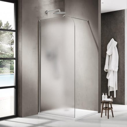 FugaFlow Eccelente Vetro Inloopdouche - 110x200cm - afgeronde glaswand - links - mat glas - wandarm - Chroom