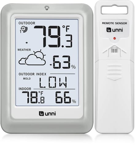 Draadloze Binnen Buiten Thermometer en Hygrometer met Afstandsbediening en Backlight Display