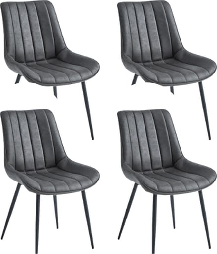Colenis® - Verta Eetkamerstoel - Set Van 4 - Antraciet - Microfiber Stof - Industrieel