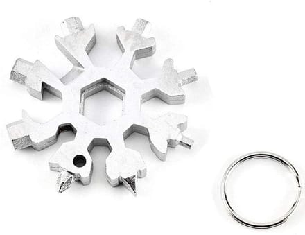 Sneeuwvlok Multitool - 18-in-1 Gereedschap - Outdoor Activiteiten - Compact Ontwerp - 6x6 cm - Wit