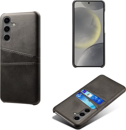 Backcover met Opbergvakjes + PMMA Screenprotector voor Galaxy S24 FE _ Zwart