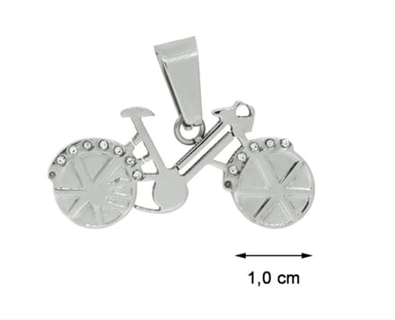 Blinx Jewels Stalen Hanger Fiets Steentjes Zirkonia