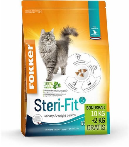 Fokker Cat Steri-Fit - Kattenvoer - Kip 12 kg Bonusbag