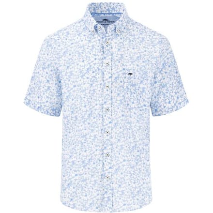 Fynch-Hatton Overhemd Linnen Subtle Floral Pattern Short Sleeve Button-Down Summer Breeze / male