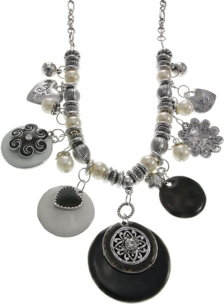 Behave ketting - Bloem- en hartvormige hangers - Mode accessoires - Nikkelvrij - 46 cm