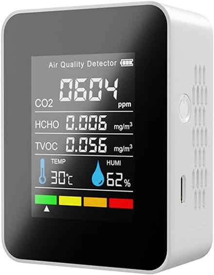 CO2 Meter - Luchtkwaliteit Tester - Binnenklimaat Meten - Geen Kalibratie Nodig - Digitaal Display - Wit