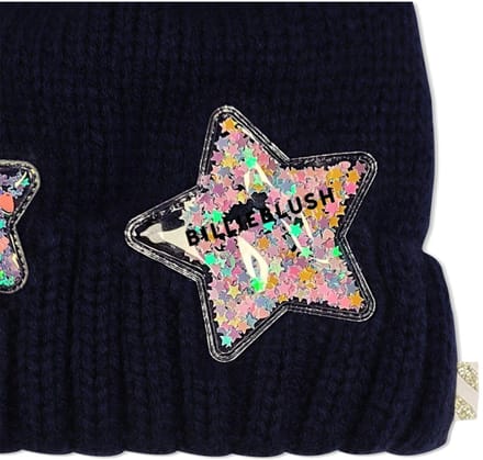 Donkerblauwe meisjes muts met confetti sterren en pompon Billieblush 2
