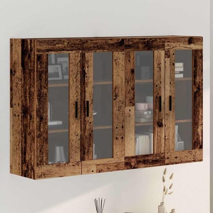vidaXL Wandgemonteerde Kasten 2 st Oud hout 69,5 x 34 x 90 cm