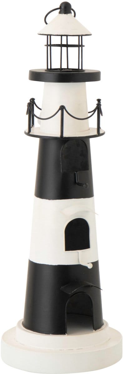 J-Line vogelhuisje Vuurtoren - hout - zwart/wit