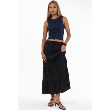 Hooggewaisted Textured A-Line Maxi Rok