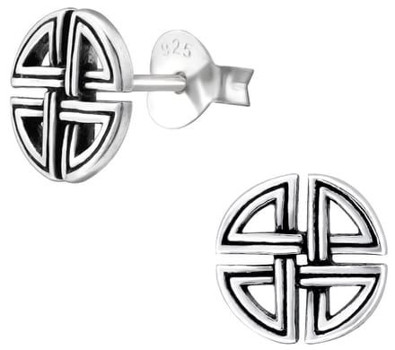 Joy|S - Zilveren Keltische oorbellen - rond 8 mm - geoxideerd - massief - sterling zilver 925