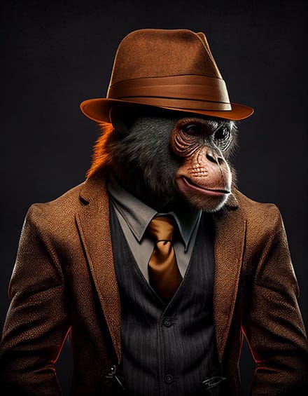 AI - Woondecoratie - Poster - Dieren - Aap - Pak - 31 - 60 x 80 cm