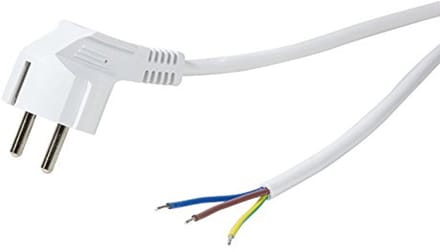 Netkabel met geaarde stekker, 90 graden, 1,5 meter, 250V, 10A