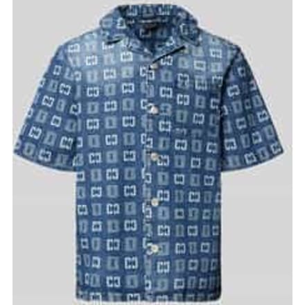 relaxed fit vrijetijdsoverhemd in denimlook met all-over logoprint