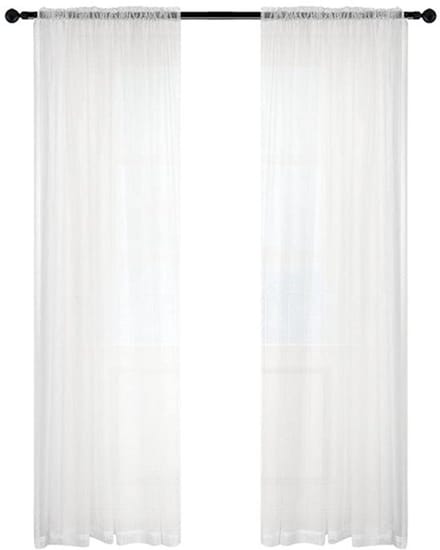 2 Panelen - Wit - Semi Sheer Gordijnen - Linnen Look - 137 x 213 cm
