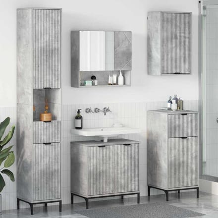 vidaXL - Badkamermeubel - Set - Beton - Grijs - Samengesteld - hout, - metaal