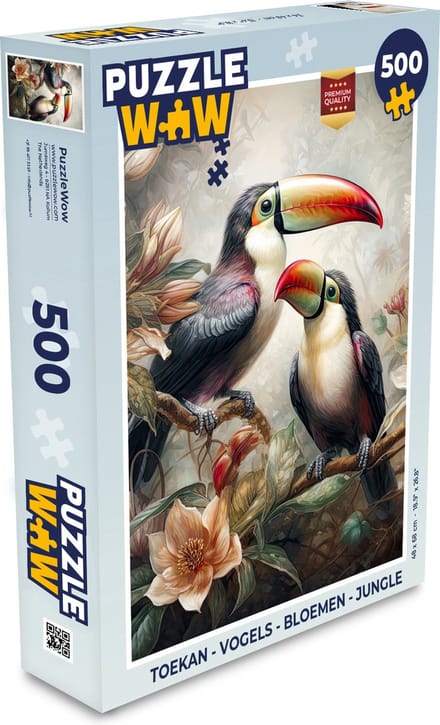 Puzzel Toekan - Vogels - Bloemen - Jungle - Legpuzzel - Puzzel 500 stukjes