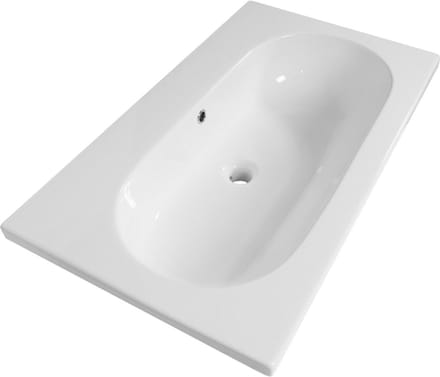 Saniclass Meubelwastafel - 80x47x3.5cm - overloop - 1 wasbak midden - zonder kraangat - keramiek - wit