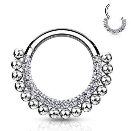 Piercing PVD Balls gemmed 1.2x8 - zilver - LMPiercings