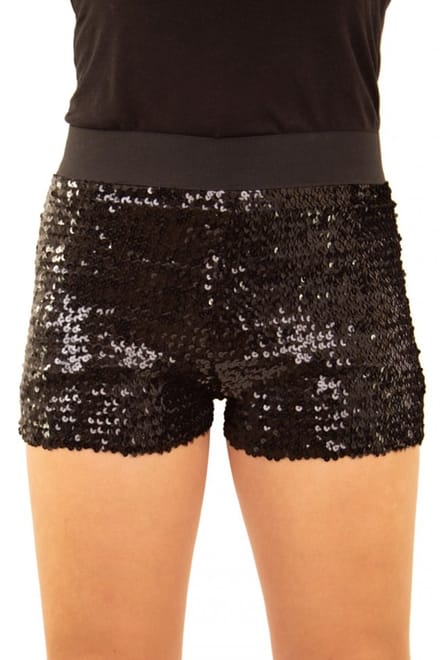 Hotpants met pailletten zwart maat L/XL