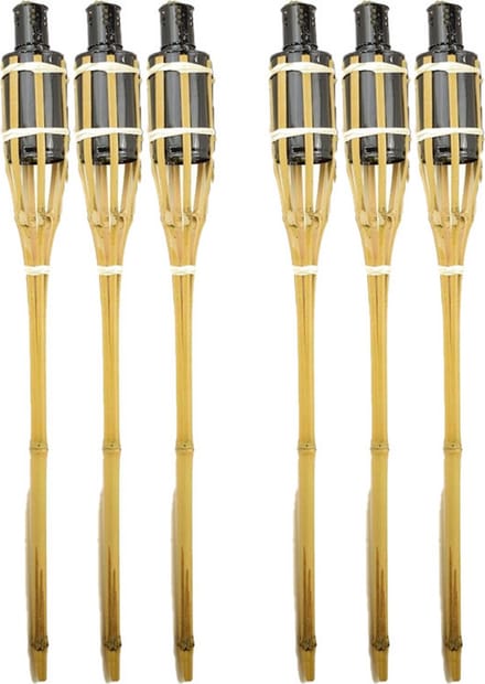 Cozy & Trendy Tuinfakkels - 6x - met oliehouder - bamboe - 60 cm