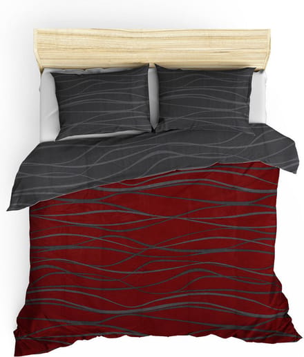 Asir - Super King Dekbedovertrek Set (EU) (IT) - Claret Rood - 260 x 220 cm