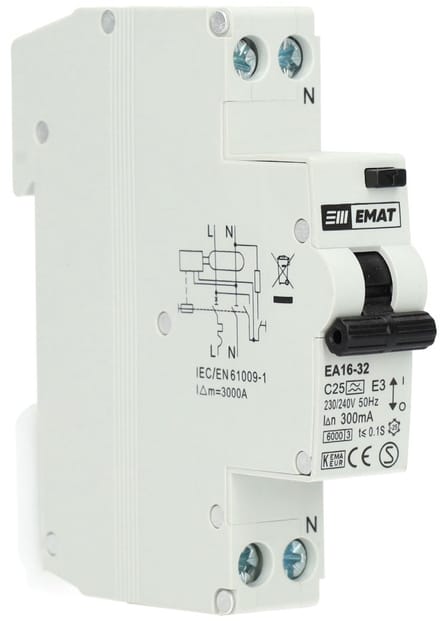 EMAT aardlekautomaat C25 1P+N 300mA Type A (85006021)