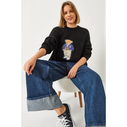 Geborduurd Oversized Ronde Hals Trui
