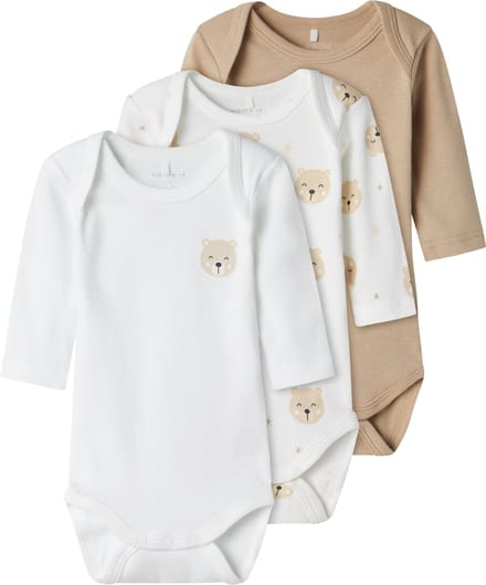 NAME IT NBNBODY 3P LS OXFORD BEAR NOOS Unisex Rompertje - Maat 62