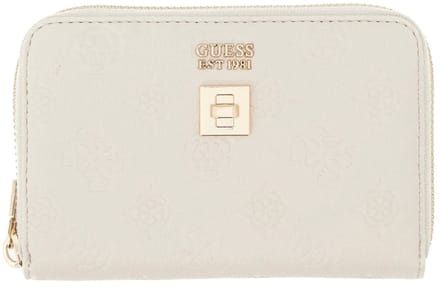 GUESS portemonnee Ella Logo SLG Zip Around Stone Logo crème