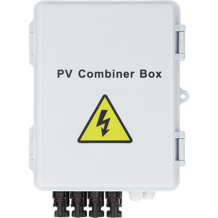 PV Combiner Box 4 String Waterproof 10AWG DC Solar Combiner Box with 15A Fuse 63A Circuit Breaker